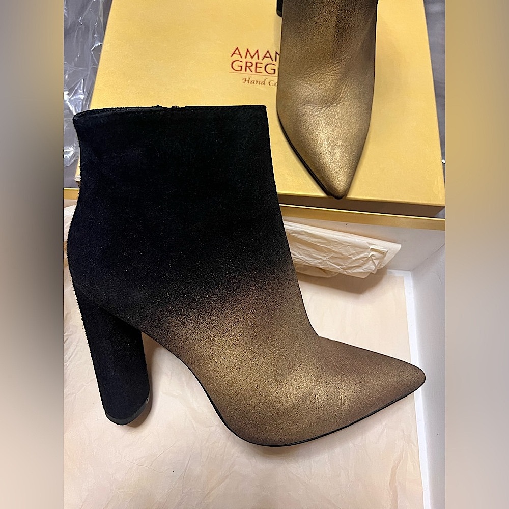 Amanda Gregory Gold and Black ombré Ankle Boots